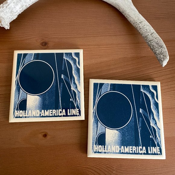 Other - Set of Two Vintage Holland America Coaster Tile Set with Cork Backing